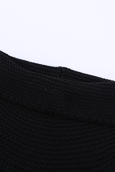 Turtleneck Splicing Chunky Knit Pullover Sweater